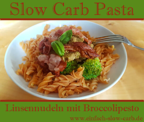 Linsennudeln mit Broccolipesto